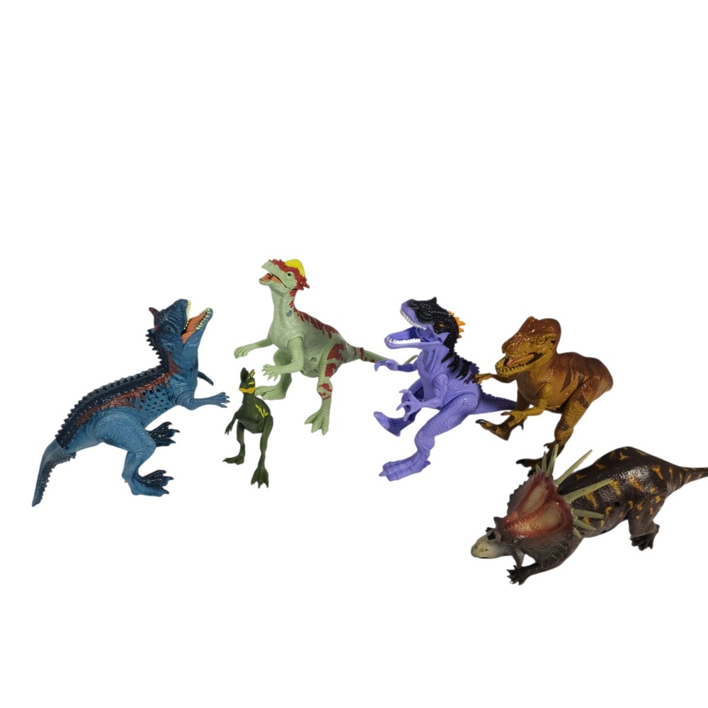Set of 6 Plastic Dinosaur Figures Kids Toy Collection Lot TRex Fugurines